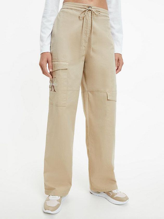 Calvin Klein USA Cotton Twill Cargo Womens Pants Khaki 1053786-DI